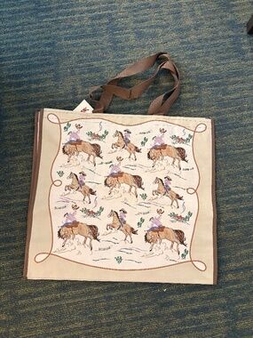 Homegoods TJMaxx Marshalls Horse Cowboy Cowgirl Print Tote Bags NWOT
